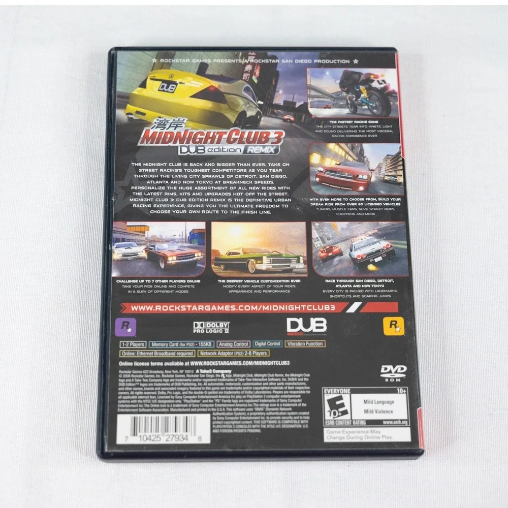 Rockstar Midnight Club 3 DUB Edition Remix PS2  Black Good Greatest Hits